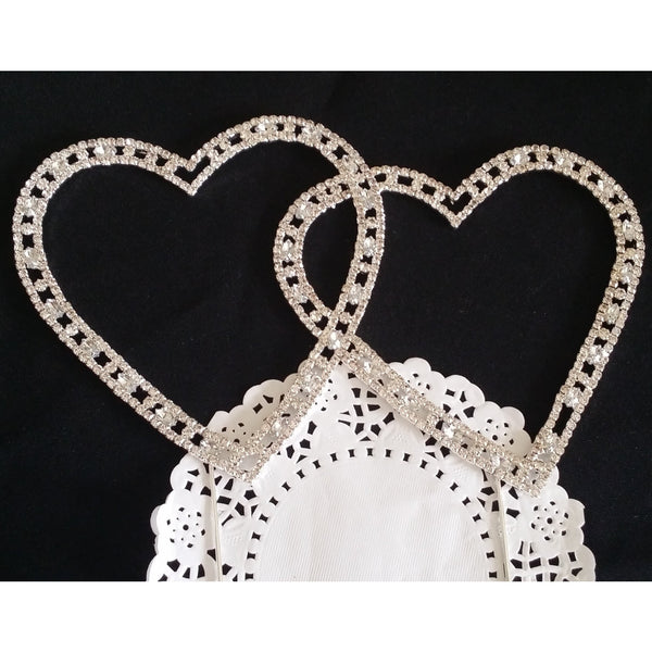 Wedding Rhinestone Heart Cake Topper Crystal Double Heart Cake Decoration Wedding Cake Topper - Cake Toppers Boutique
