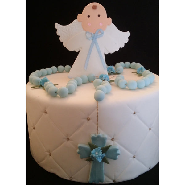 Angel and Rosary Cake Decorations Baptism Cake Topper First Communion Angel - Cake Toppers Boutique
