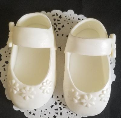 Baby Booties Cake Topper Baby Girl Shoes Cake Decoration in White Pink 2pcs