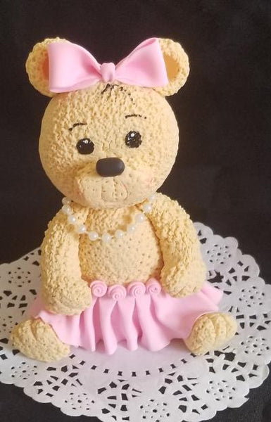 Pink Bear Cake Topper Bear Cake Decorations Girls Teddy Bear with Tutus and Headband Cake Topper