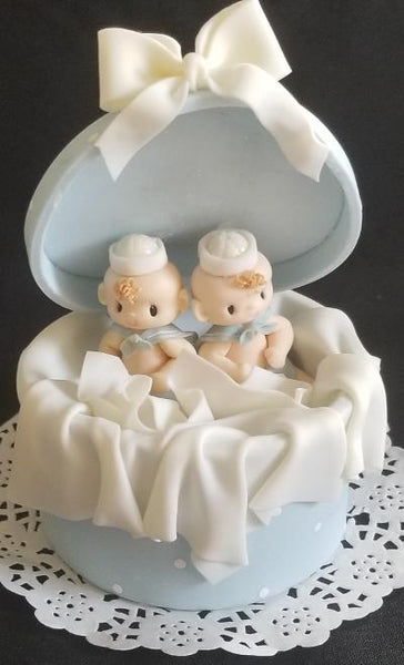 Twins Baby Shower Twins Babies Cake Topper, Twin Girls Cake Decorations Baptism Cake Topper